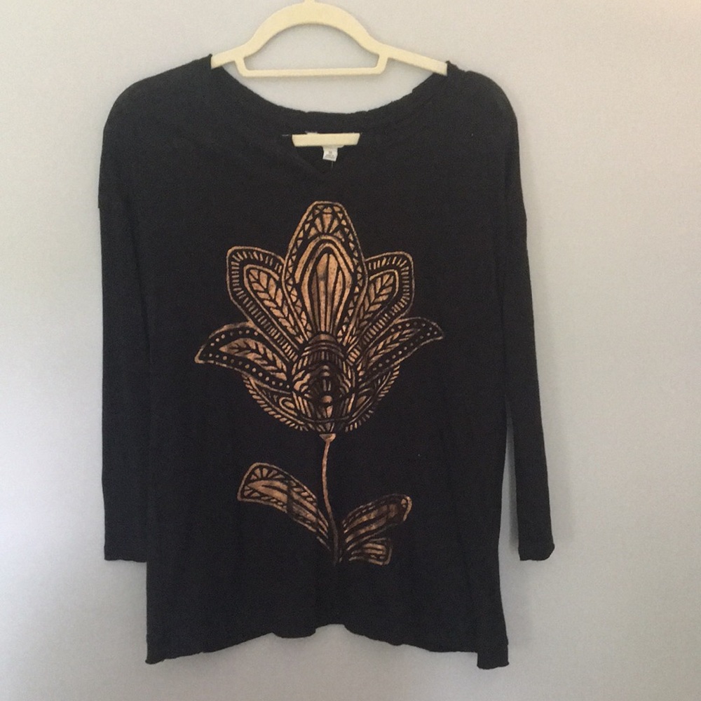Lotus print long sleeve tee